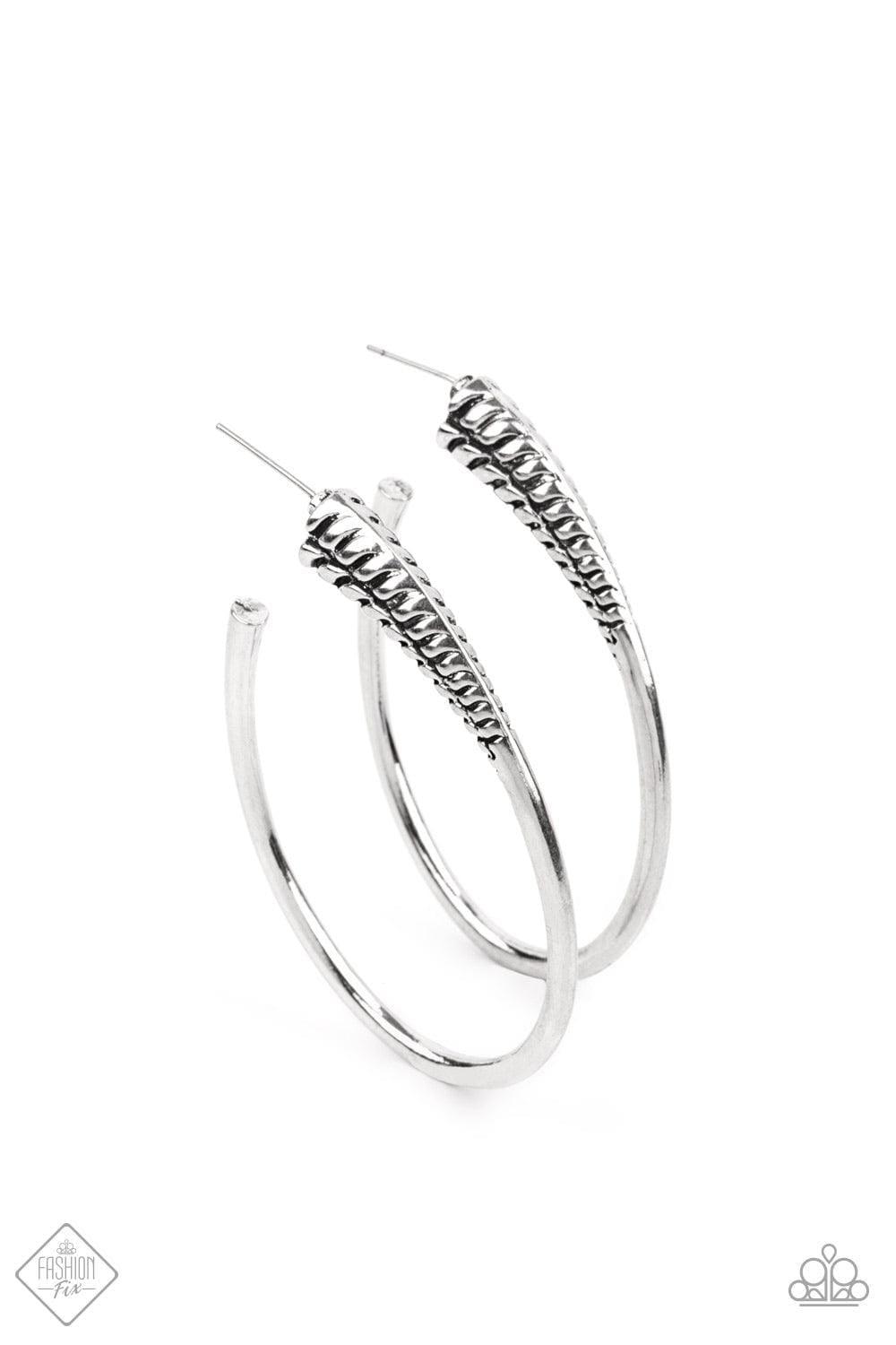 Paparazzi Accessories - Fully Loaded - Silver Hoop Earrings - Bling by JessieK