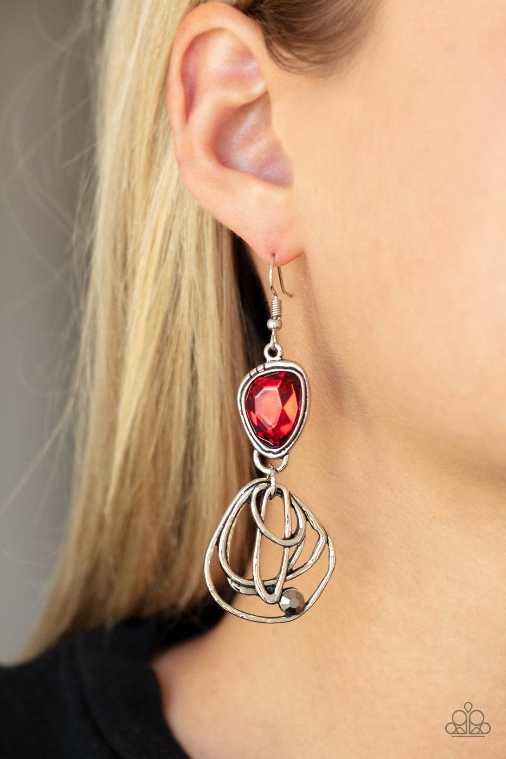 Paparazzi Accessories - Galactic Drama - Red Earrings - Bling by JessieK