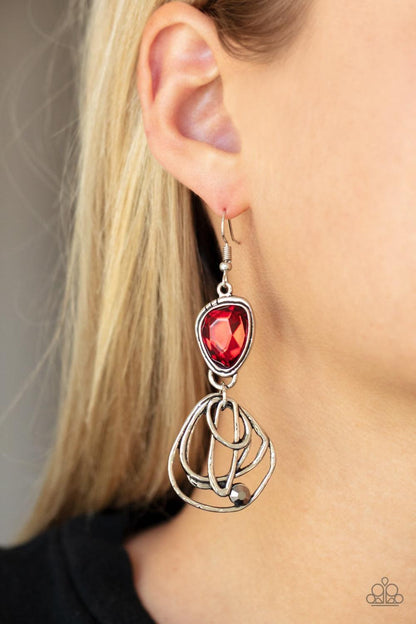 Paparazzi Accessories - Galactic Drama - Red Earrings - Bling by JessieK