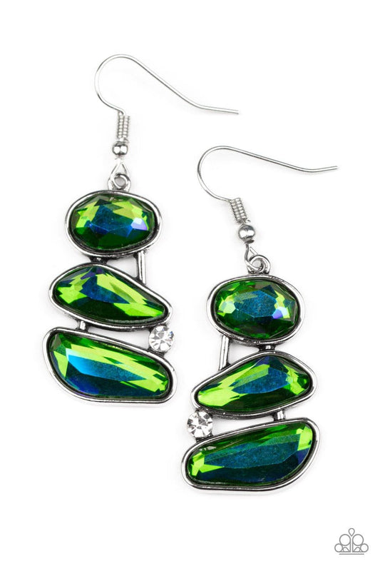 Paparazzi Accessories - Gem Galaxy - Green Earrings - Bling by JessieK