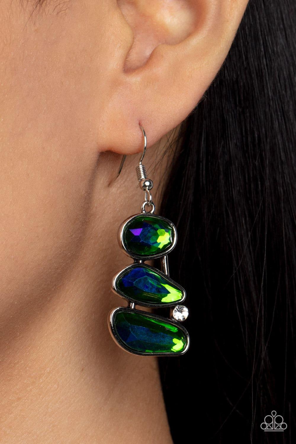 Paparazzi Accessories - Gem Galaxy - Green Earrings - Bling by JessieK