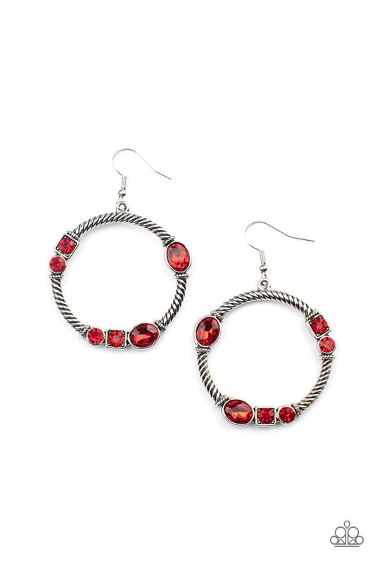 Paparazzi Accessories - Glamorous Garland - Red Earrings - Bling by JessieK