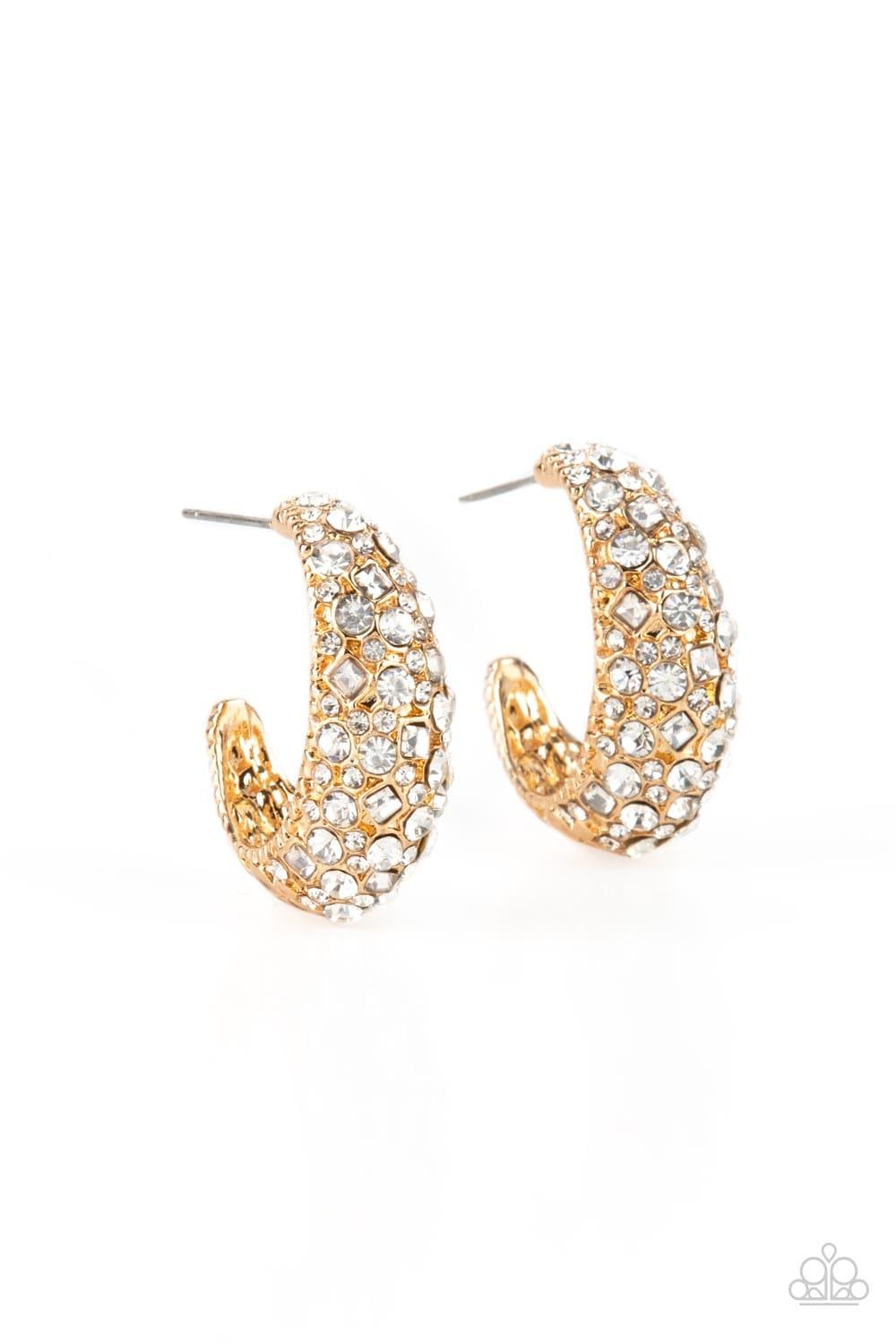 Paparazzi Accessories - Glamorously Glimmering - Gold Earrings - Bling by JessieK