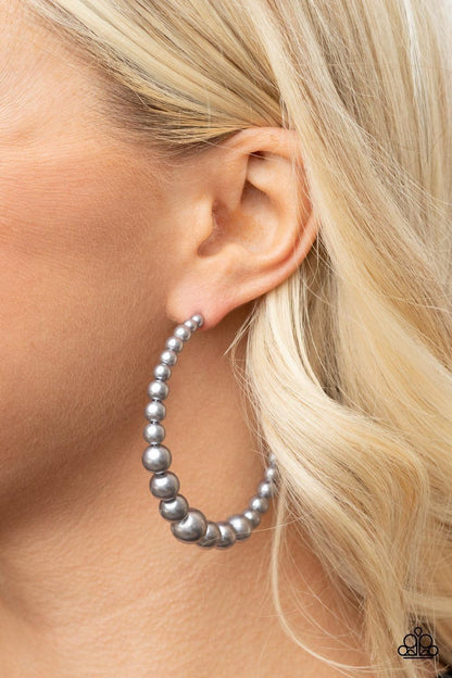Paparazzi Accessories - Glamour Graduate - Silver Hoop Earrings - Bling by JessieK