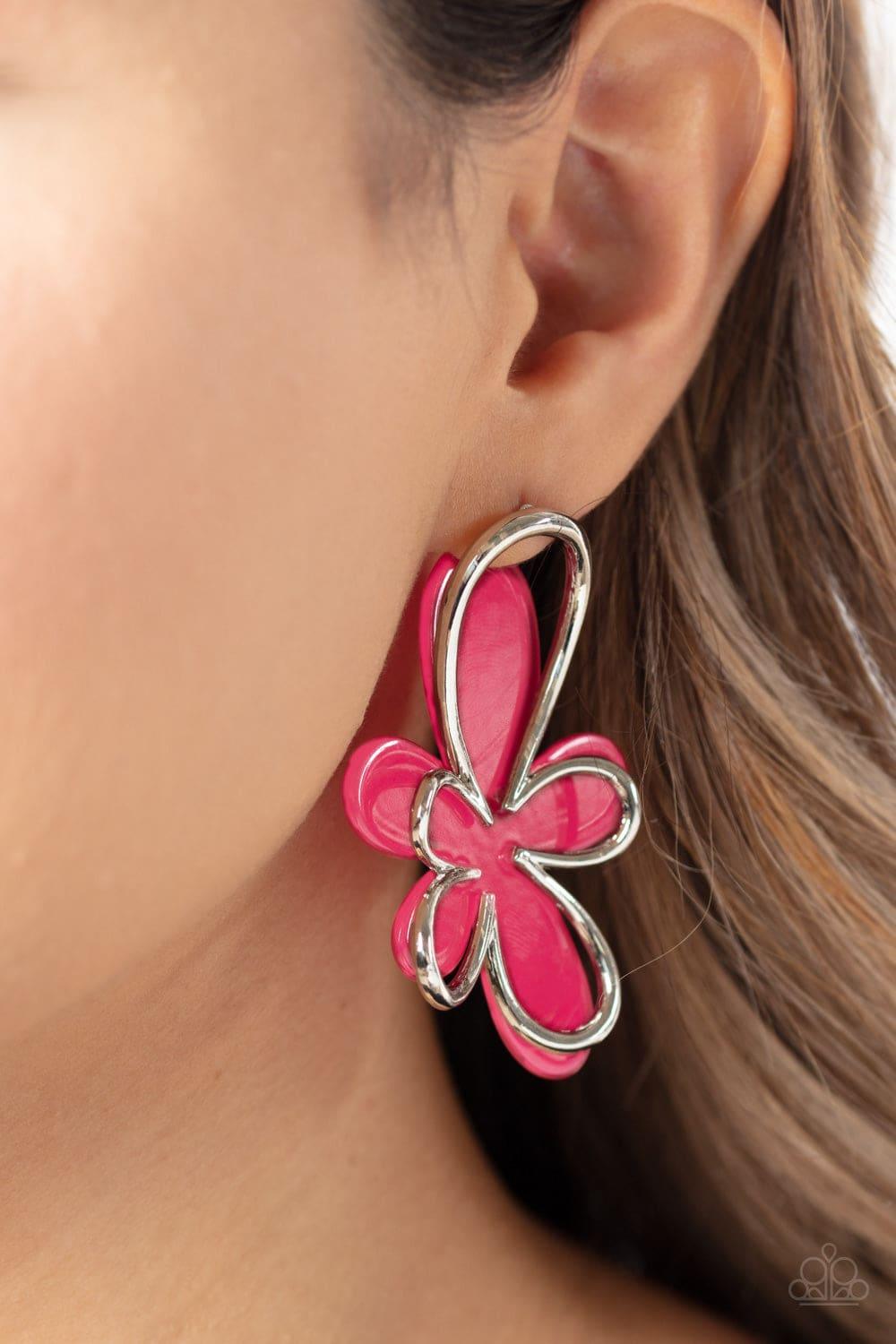 Paparazzi Accessories - Glimmering Gardens - Pink Earrings - Bling by JessieK