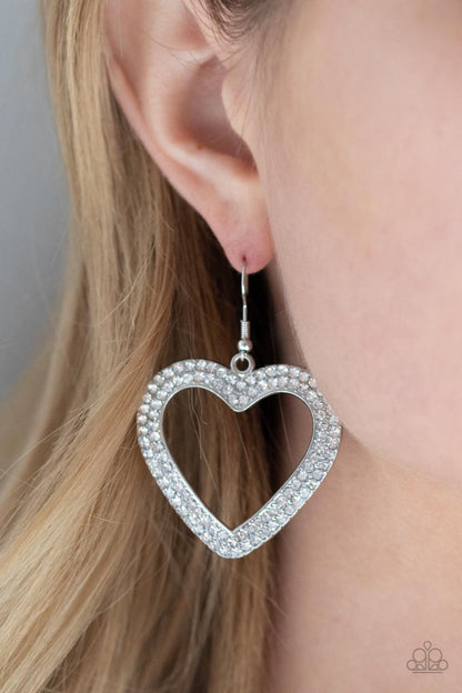 Paparazzi Accessories - Glisten To Your Heart - White Earrings - Bling by JessieK