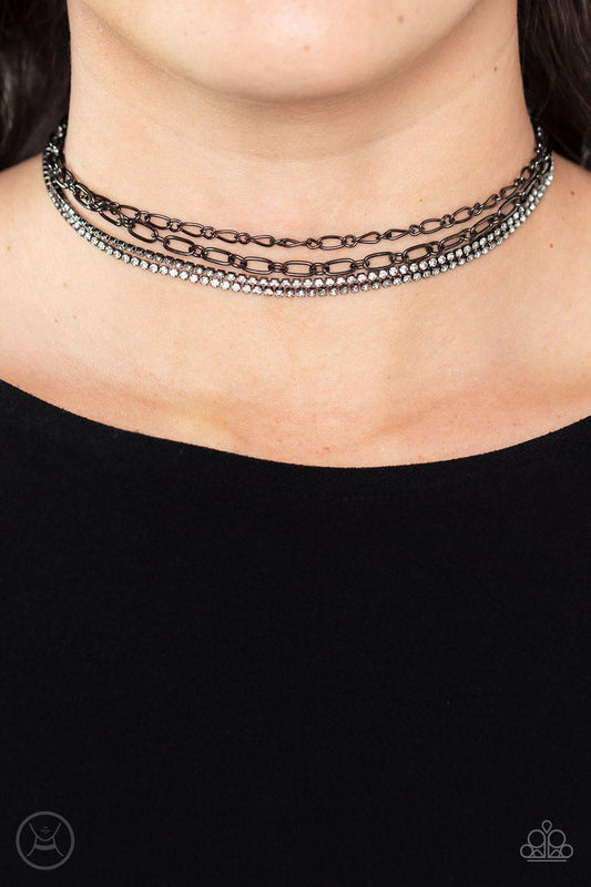 Paparazzi Accessories - Glitter And Gossip - Black Choker Necklace - Bling by JessieK
