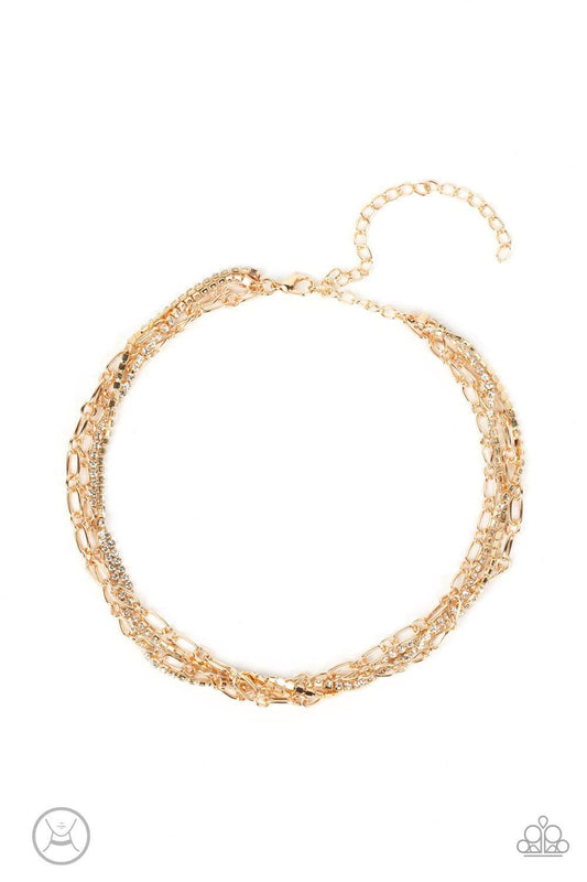 Paparazzi Accessories - Glitter And Gossip - Gold Choker Necklace - Bling by JessieK