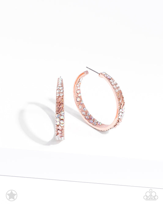 Paparazzi Accessories Glitzy by Association - Copper Hoop Earrings - Blockbuster Exclusive