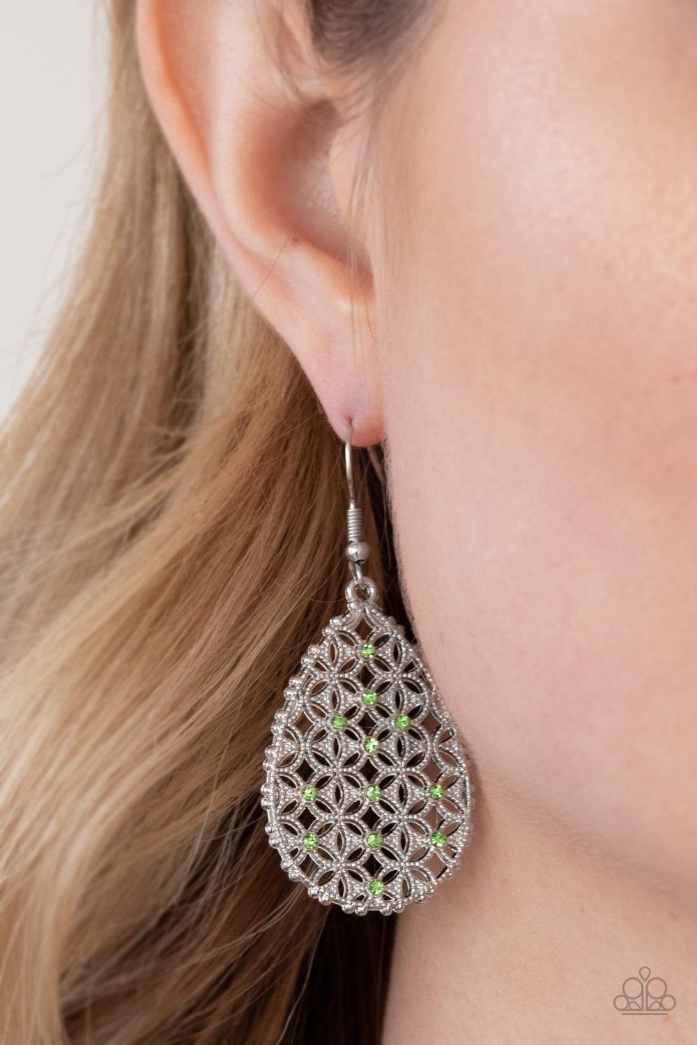 Paparazzi Accessories - Glorious Gardens - Green Earrings - Bling by JessieK