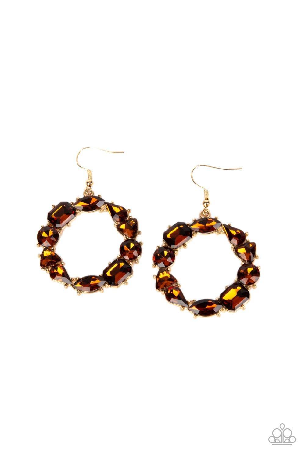 Paparazzi Accessories - Glowing In Circles - Brown Earrings - Bling by JessieK