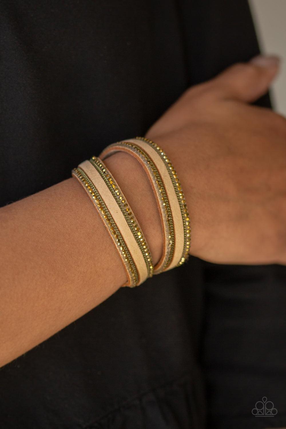 Paparazzi Accessories - Going For Glam - Brass Double Wrap Bracelet - Bling by JessieK