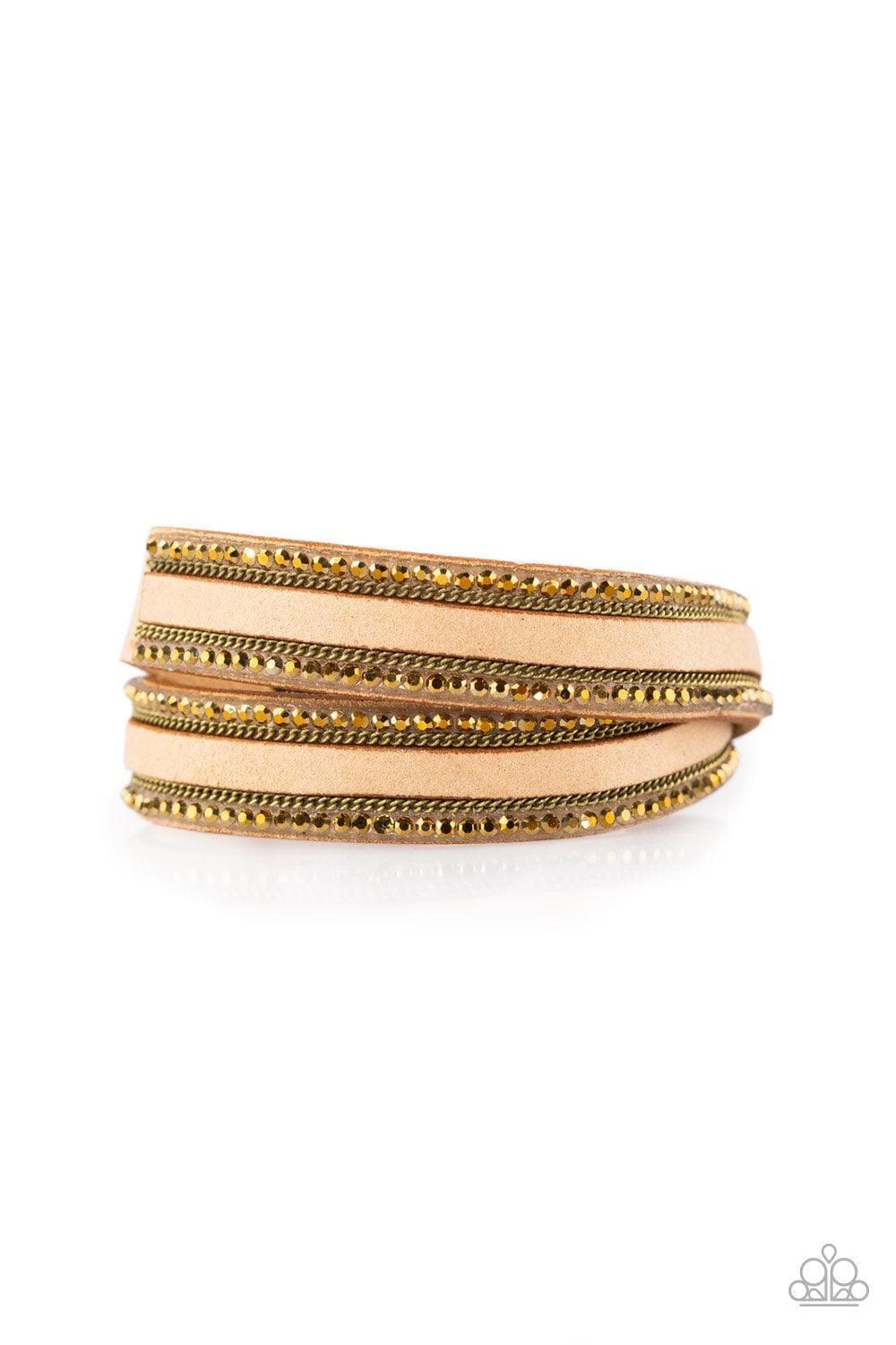 Paparazzi Accessories - Going For Glam - Brass Double Wrap Bracelet - Bling by JessieK