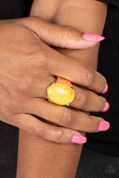 Paparazzi Accessories - Gold Leaf Glam - Yellow Ring - Bling by JessieK