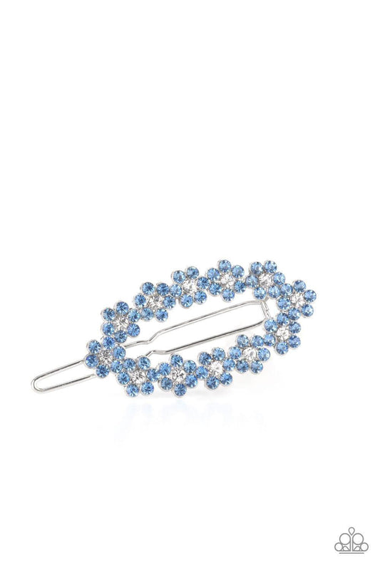Paparazzi Accessories - Gorgeously Garden Party - Blue Hair Clip - Bling by JessieK