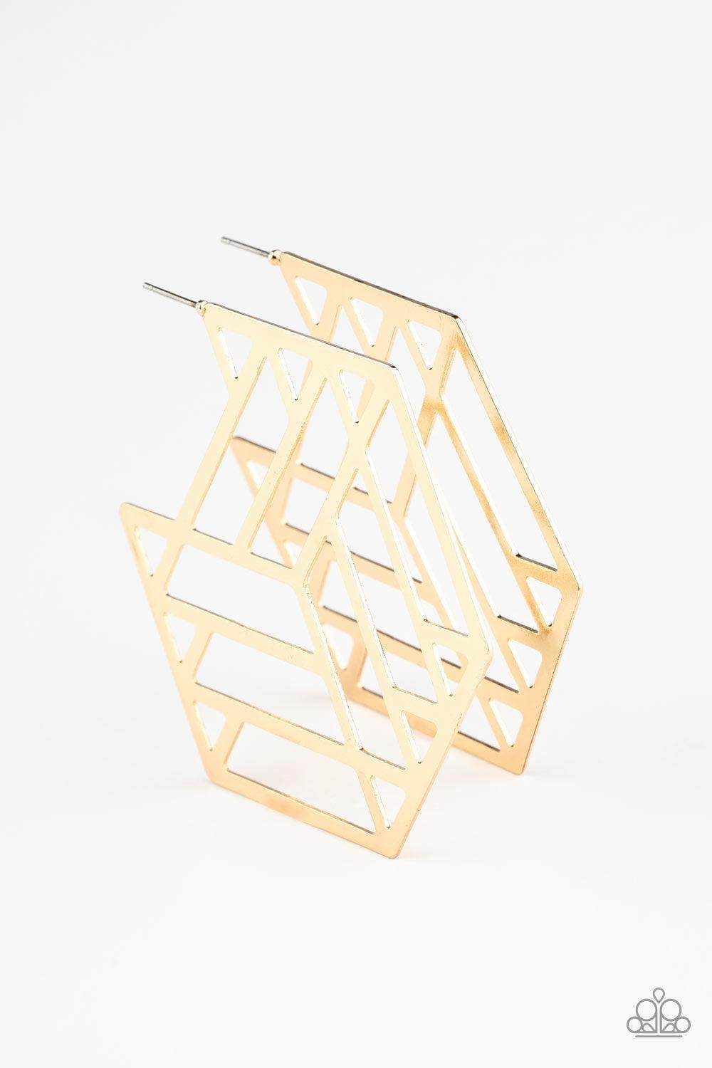 Paparazzi Accessories - Gotta Get Geo-ing - Gold Earrings - Bling by JessieK