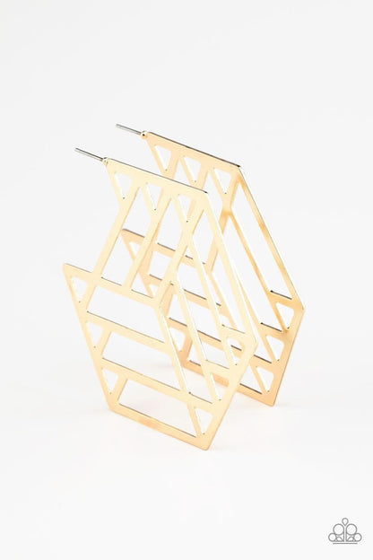 Paparazzi Accessories - Gotta Get Geo-ing - Gold Earrings - Bling by JessieK