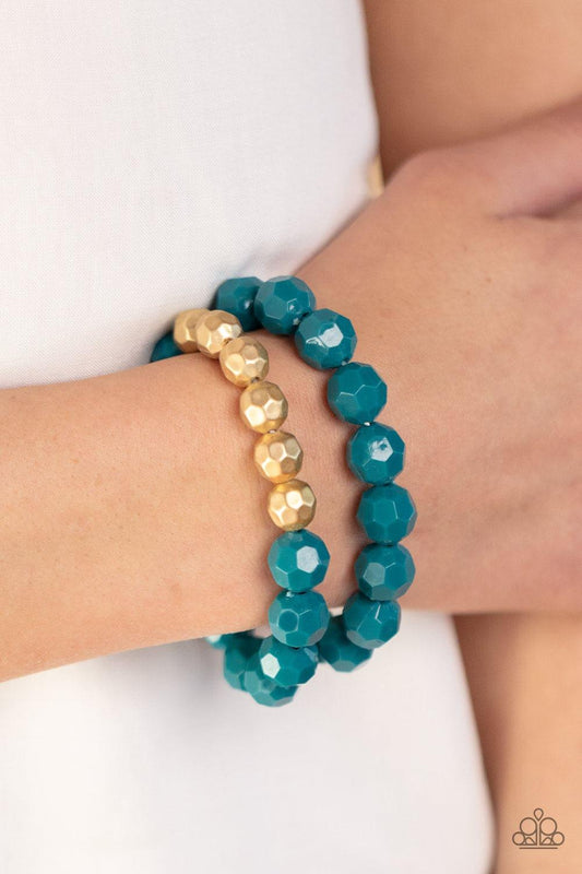 Paparazzi Accessories - Grecian Glamour - Blue Bracelet - Bling by JessieK