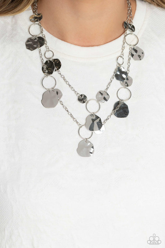 Paparazzi Accessories - Hammered Horizons - Silver Necklace - Bling by JessieK