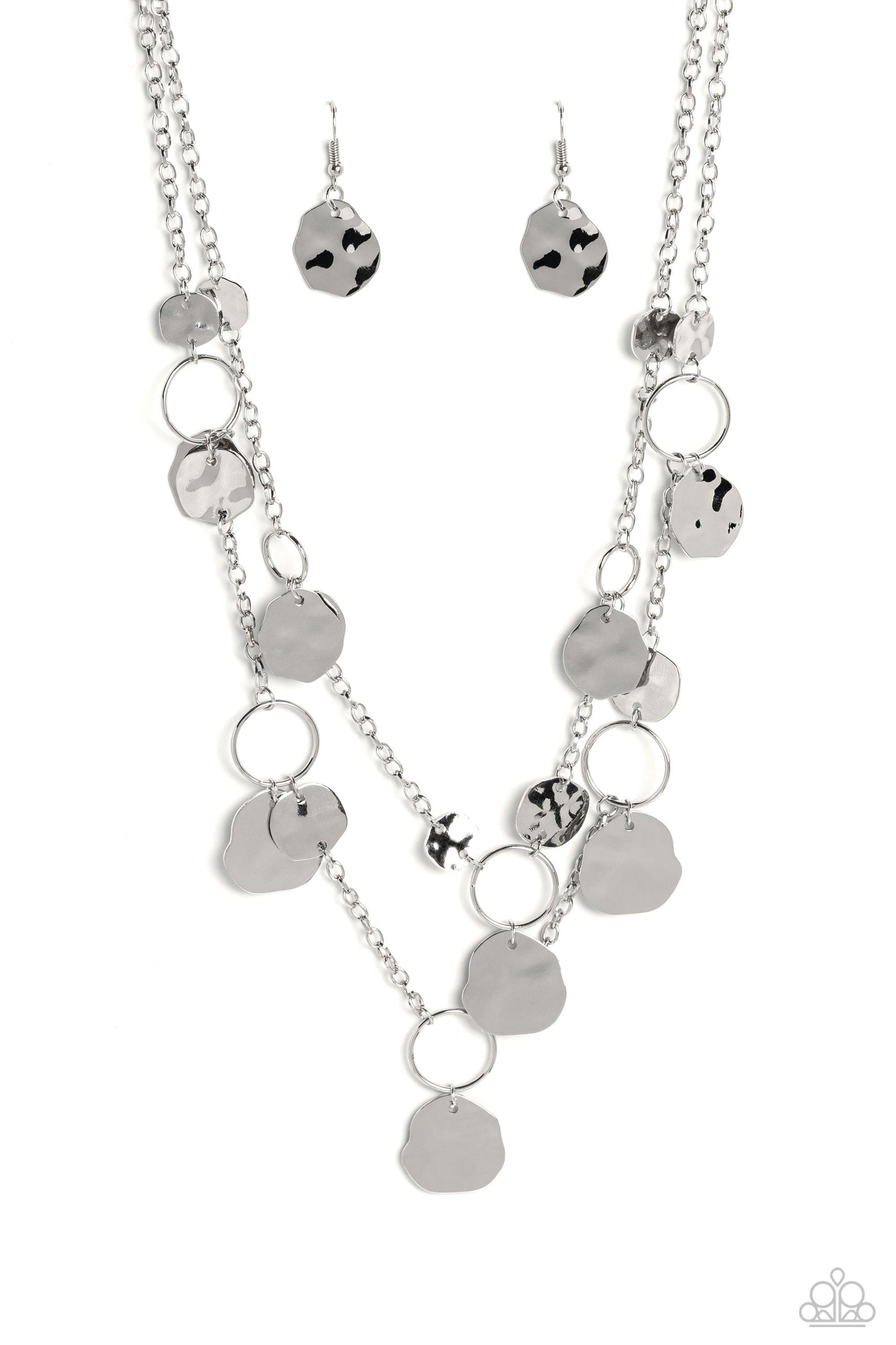 Paparazzi Accessories - Hammered Horizons - Silver Necklace - Bling by JessieK