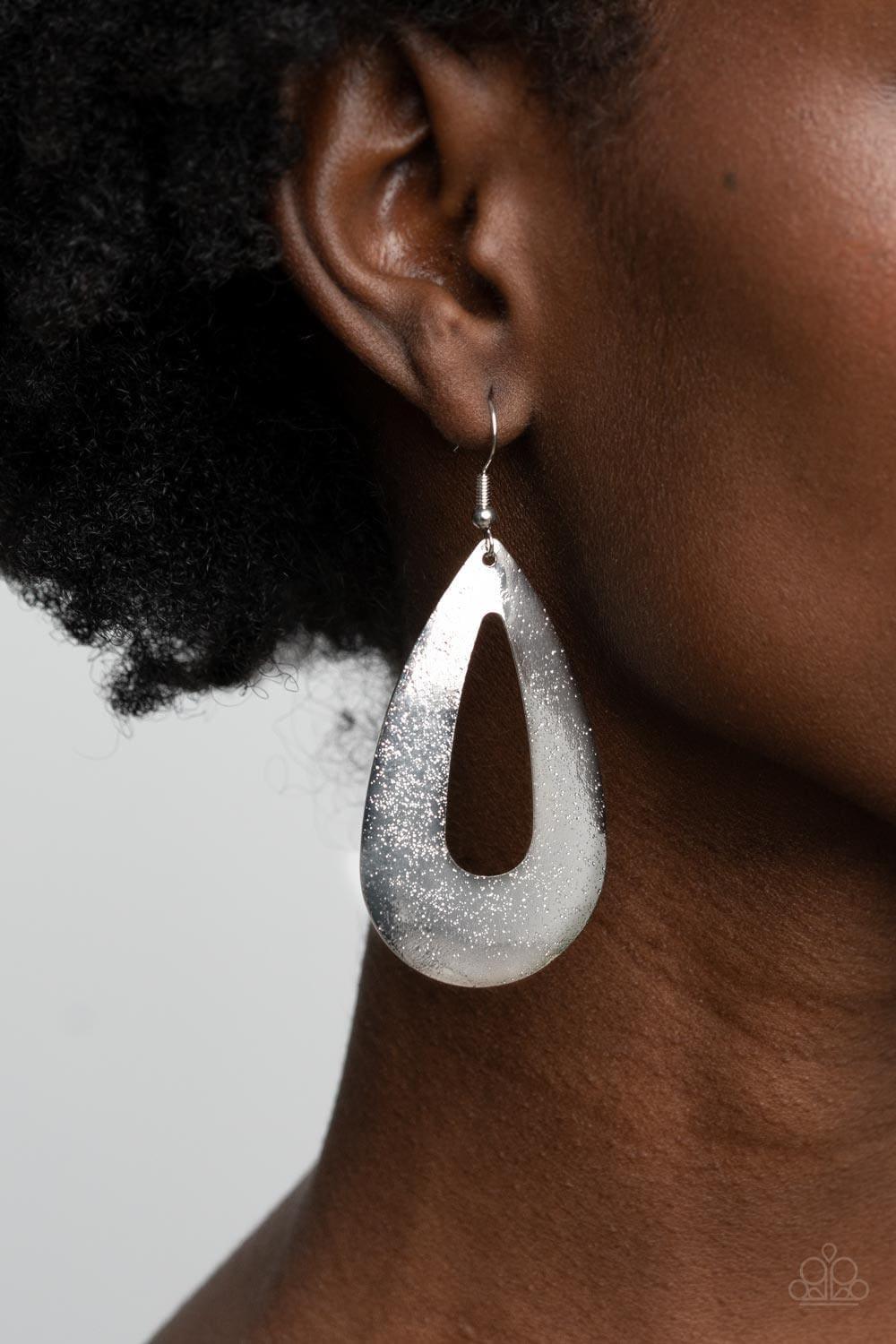 Paparazzi Accessories - Hand It Oval! - Silver Earrings - Bling by JessieK