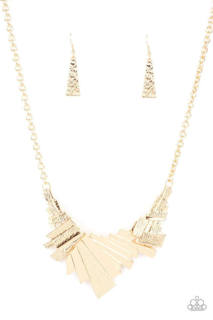 Paparazzi Accessories - Happily Ever Aftershock - Gold Necklace - Bling by JessieK
