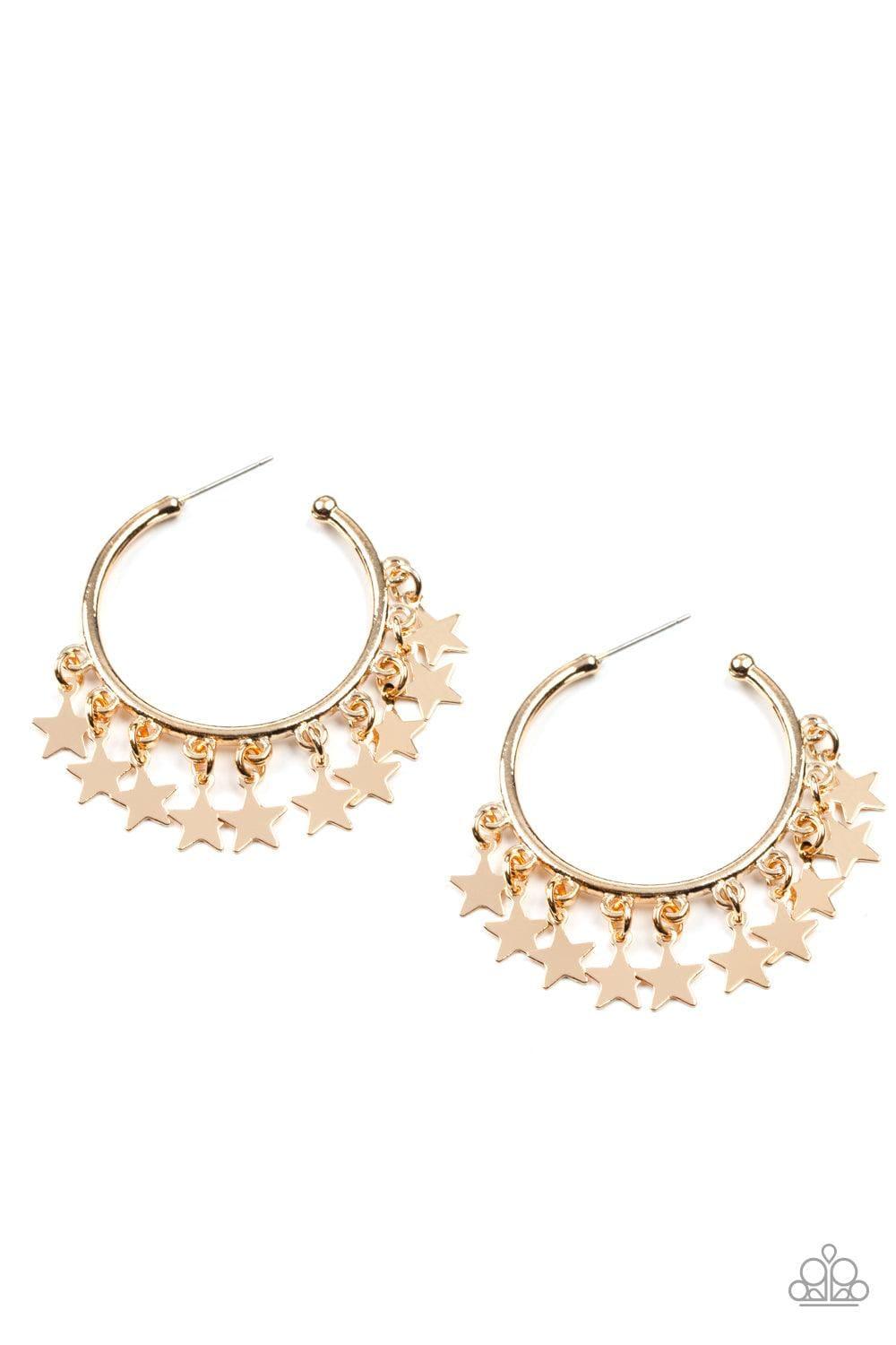 Paparazzi Accessories - Happy Independence Day - Gold Hoop Earrings - Bling by JessieK