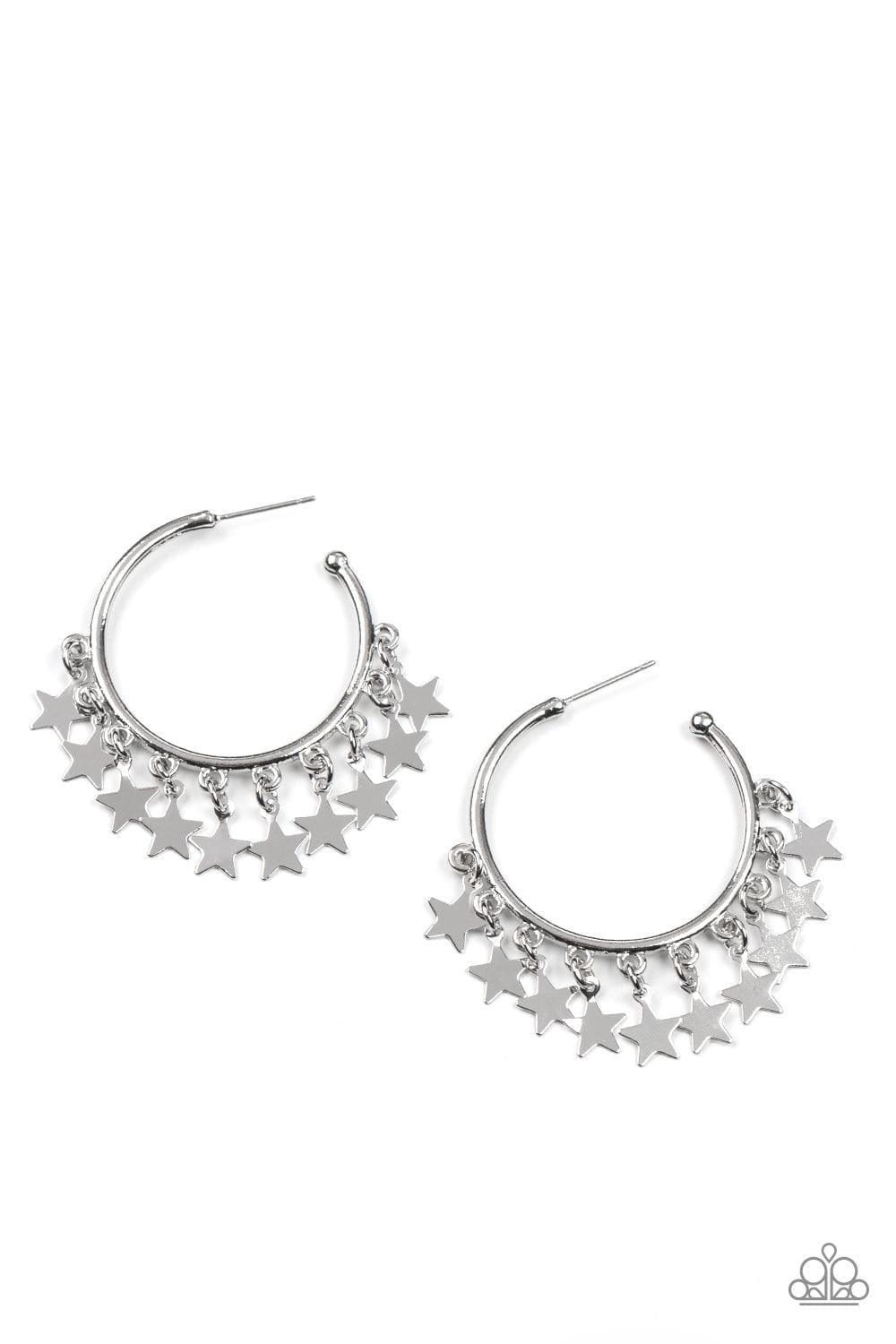 Paparazzi Accessories - Happy Independence Day - Silver Hoop Earrings - Bling by JessieK