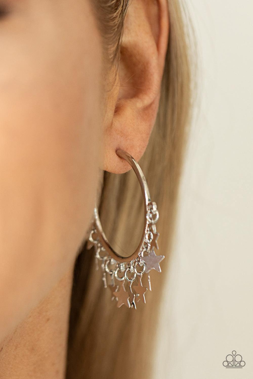 Paparazzi Accessories - Happy Independence Day - Silver Hoop Earrings - Bling by JessieK