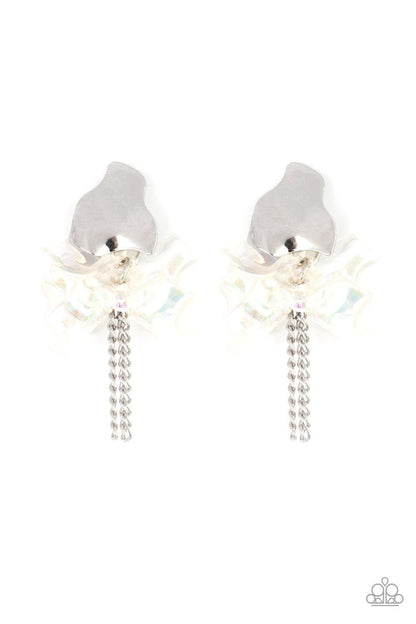 Paparazzi Accessories - Harmonically Holographic - White Earrings - Bling by JessieK