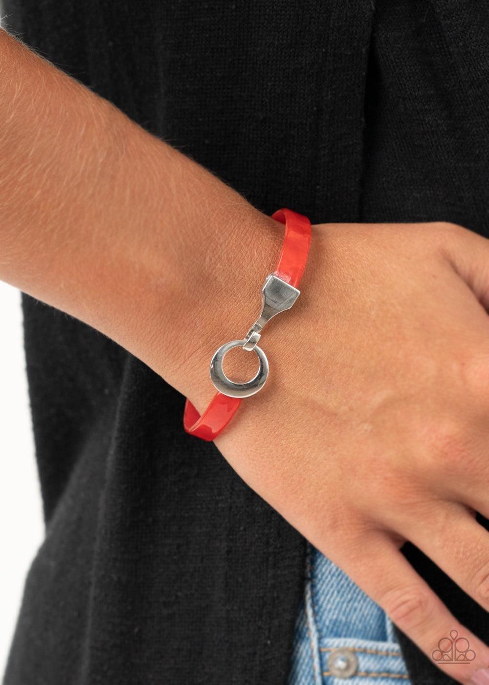 Paparazzi Accessories - Haute Button Topic - Red Bracelet - Bling by JessieK