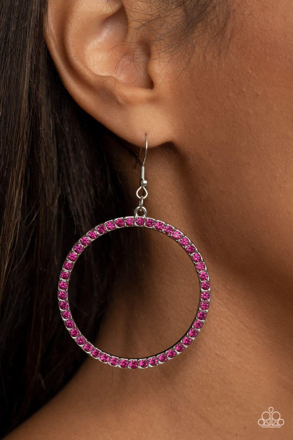 Paparazzi Accessories - Head-turning Halo - Pink Earrings - Bling by JessieK