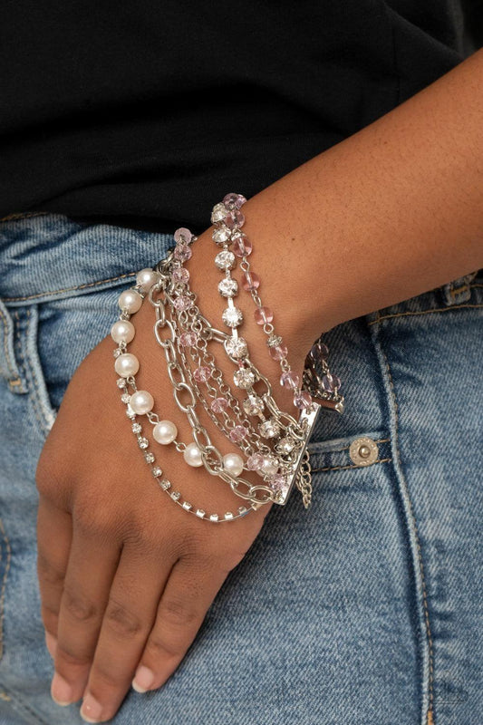Paparazzi Accessories - Heiress Hustle - Pink Bracelet - Bling by JessieK