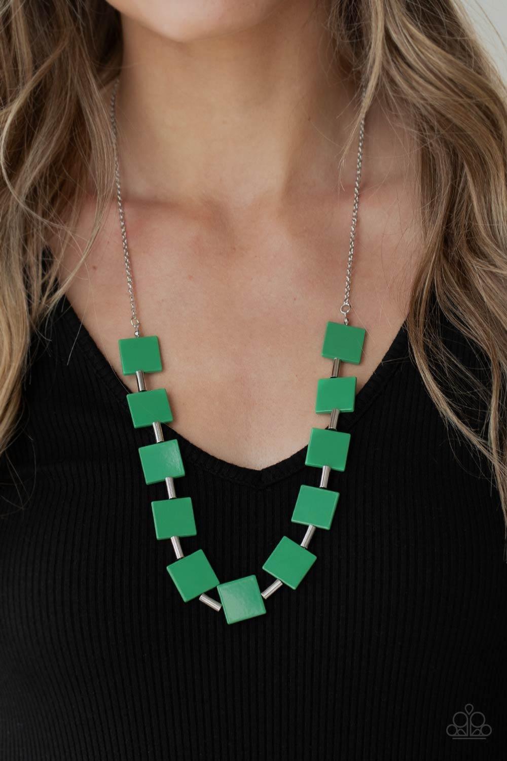 Paparazzi Accessories - Hello, Material Girl - Green Necklace - Bling by JessieK