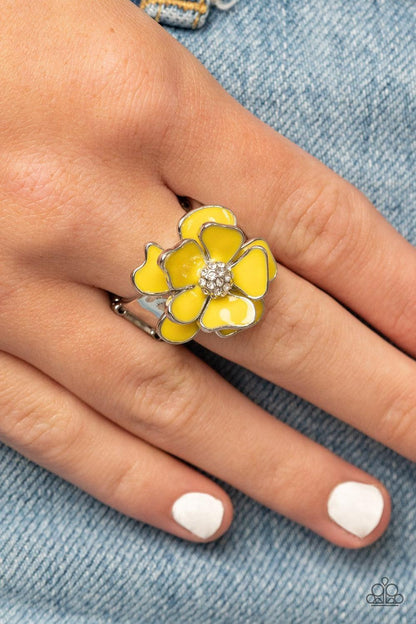 Paparazzi Accessories - Hibiscus Holiday - Yellow Ring - Bling by JessieK