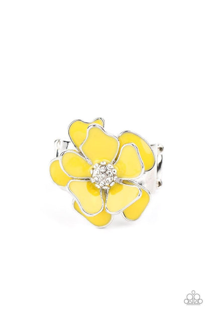 Paparazzi Accessories - Hibiscus Holiday - Yellow Ring - Bling by JessieK
