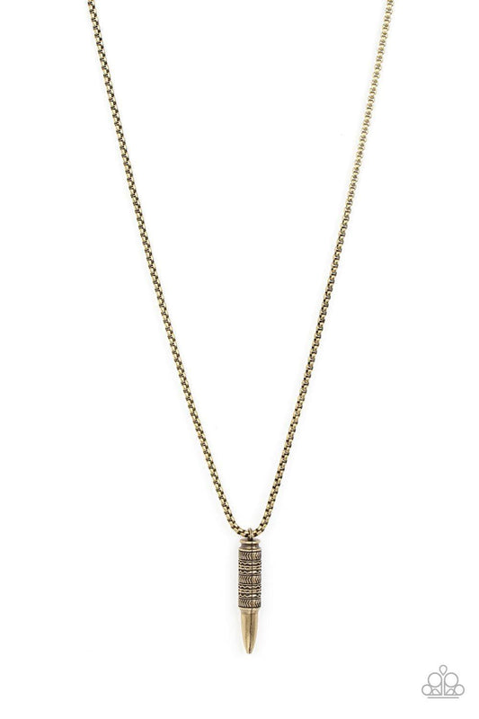 Paparazzi Accessories - Highland Hunter - Brass Bullet Men's Necklace - Bling by JessieK