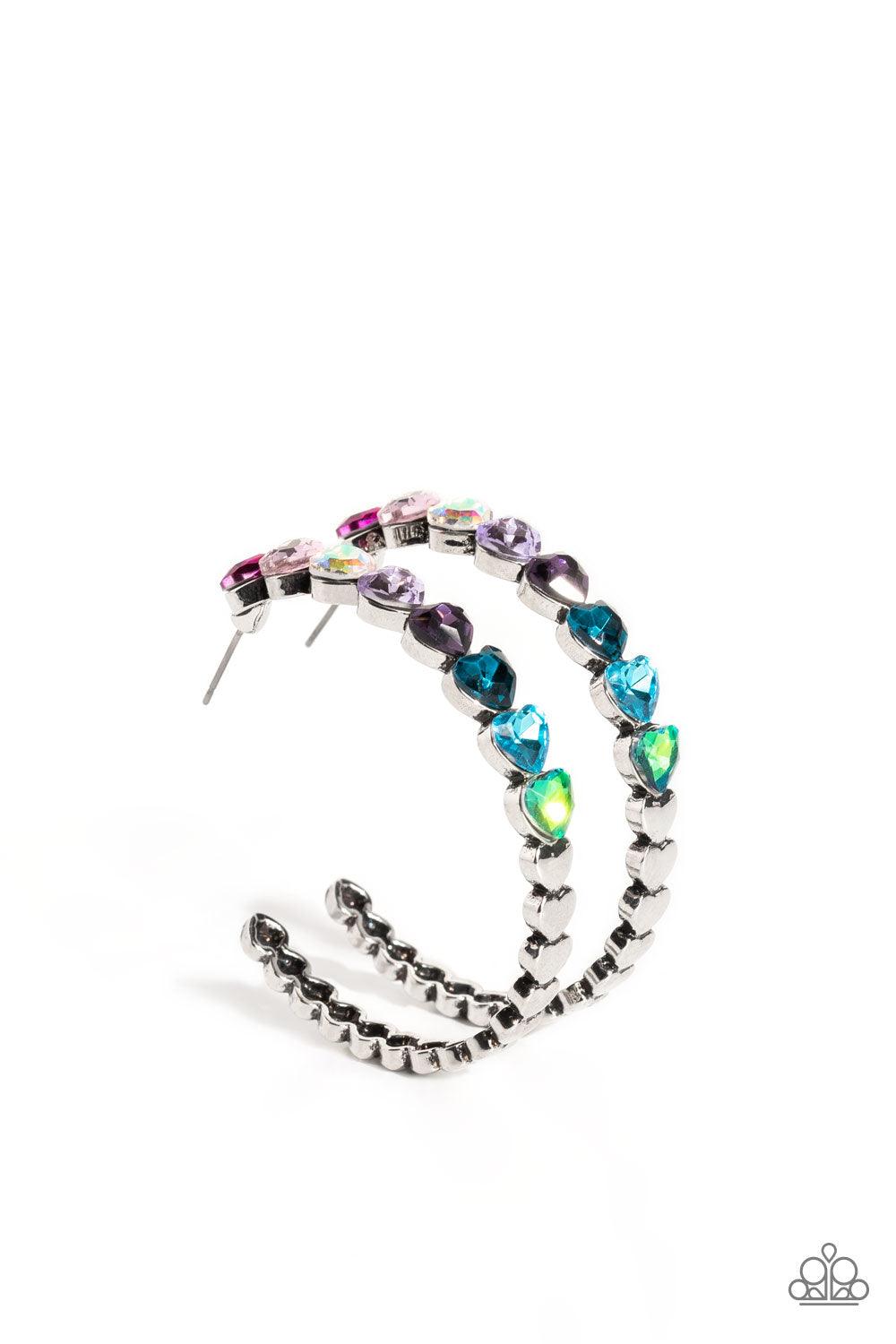 Paparazzi Accessories - Hypnotic Heart Attack - Multicolor Hoop Earrings - Bling by JessieK