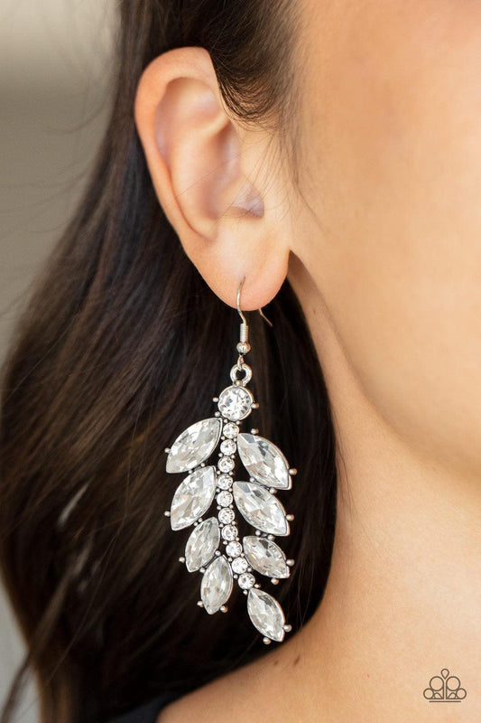 Paparazzi Accessories - Ice Garden Gala - White Earrings - Bling by JessieK