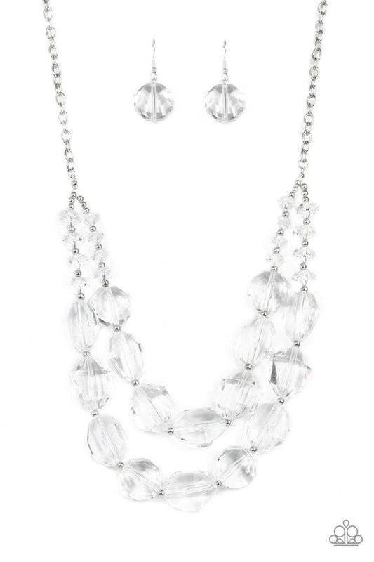 Paparazzi Accessories - Icy Illumination - White Acrylic Necklace - Bling by JessieK