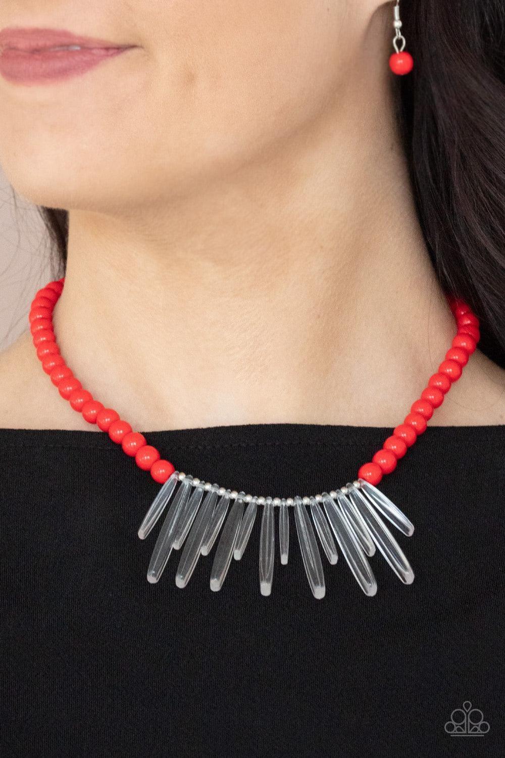 Paparazzi Accessories - Icy Intimidation - Red Necklace - Bling by JessieK