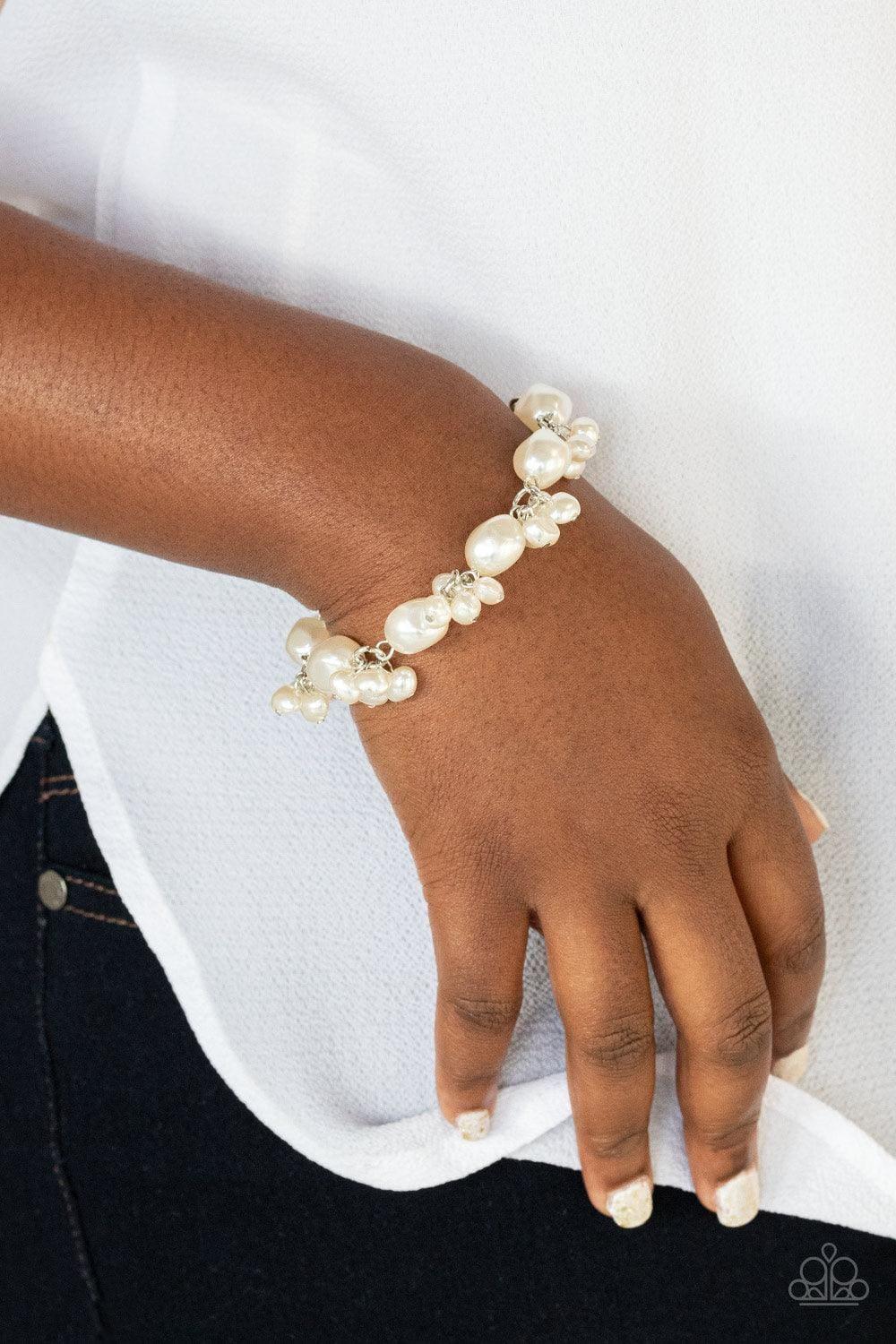 Paparazzi Accessories - Imperfectly Perfect - White Bracelet - Bling by JessieK