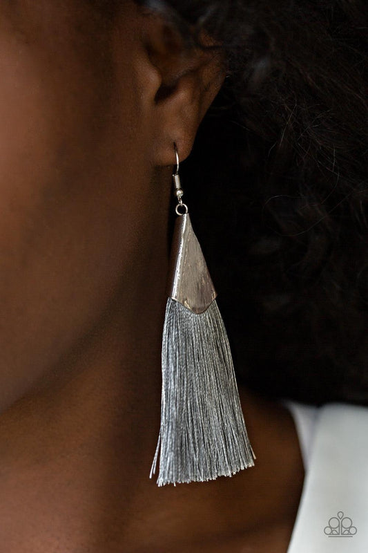 Paparazzi Accessories - In Full Plume - Silver Earrings - Bling by JessieK