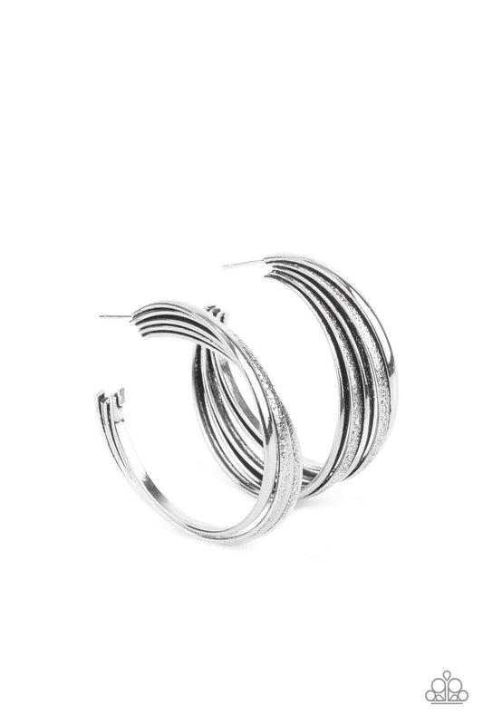 Paparazzi Accessories - In Sync - Silver Hoop Earrings - Bling by JessieK