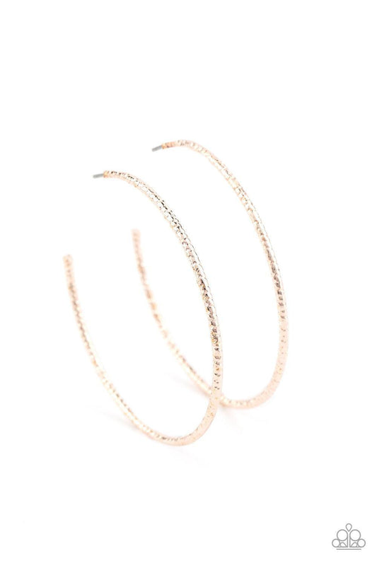 Paparazzi Accessories - Inclined To Entwine - Rose Gold Hoop Earrings - Bling by JessieK