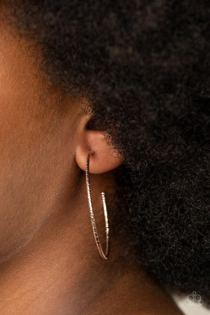 Paparazzi Accessories - Inclined To Entwine - Rose Gold Hoop Earrings - Bling by JessieK
