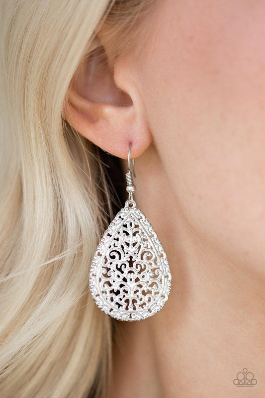 Paparazzi Accessories - Indie Idol - White Earrings - Bling by JessieK