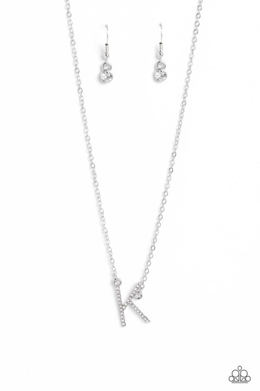 Paparazzi Accessories - INITIALLY Yours - K - White Necklace - Bling by JessieK