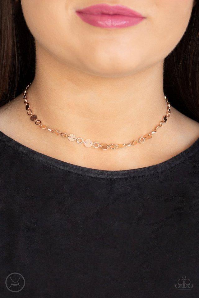 Paparazzi Accessories - Inner Spotlight - Rose Gold Choker Necklace - Bling by JessieK