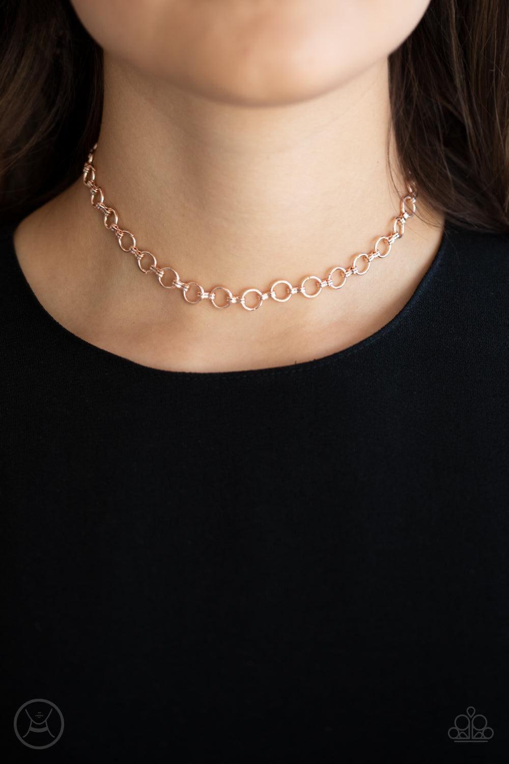 Paparazzi Accessories - Insta Connection - Rose Gold Choker - Bling by JessieK